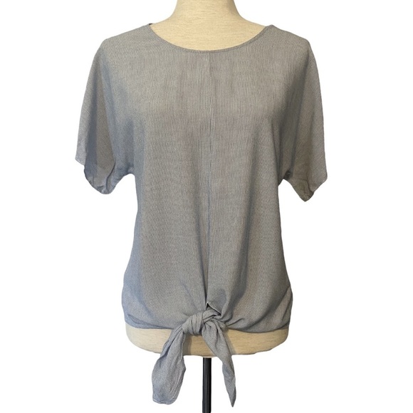 Madewell Button-Back Tie Tee Blue White Stripe #G7350 Size Small - Picture 1 of 11